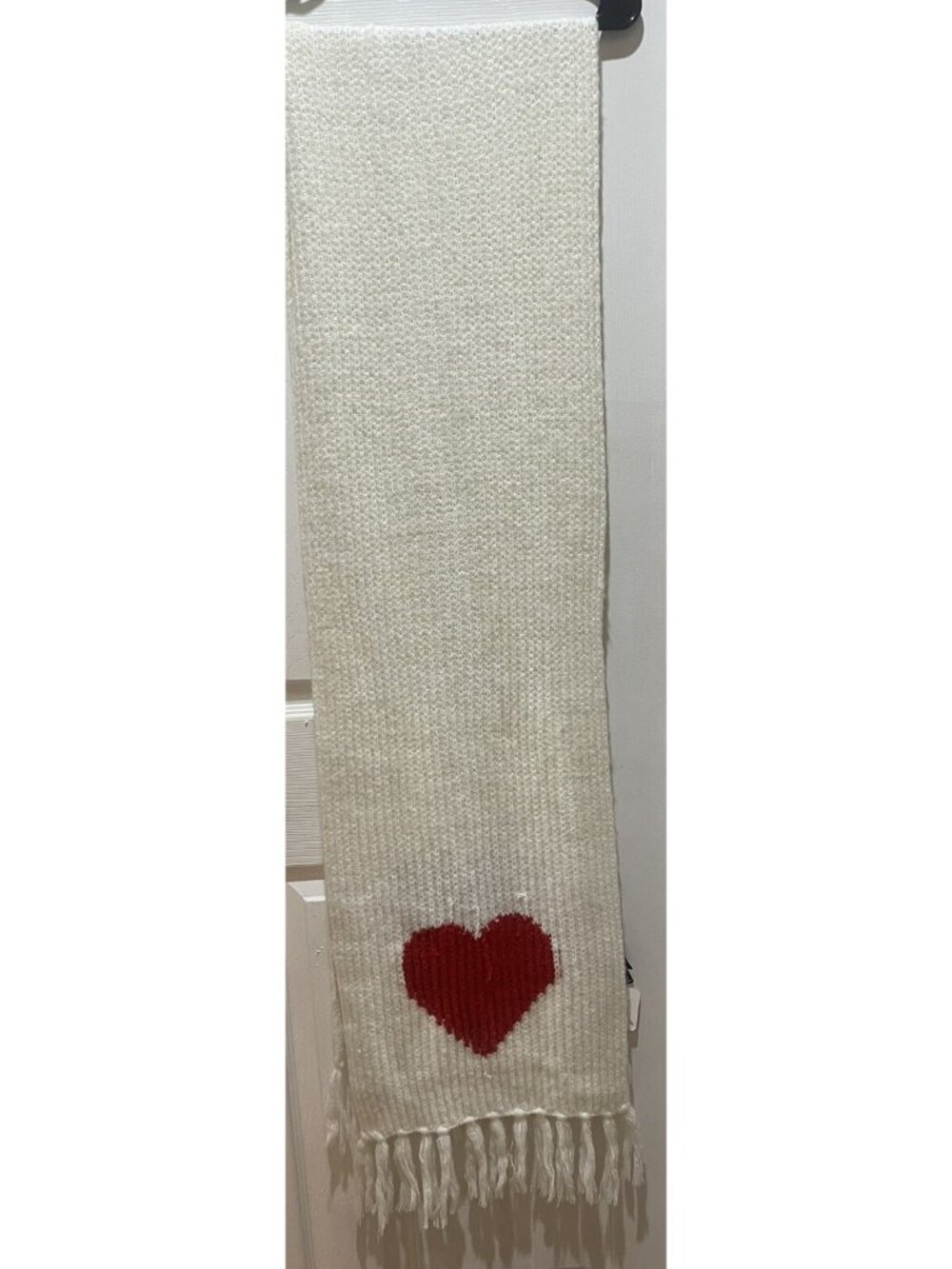 Valentine Scarf Chunky White Red Heart Torrid NWT Fringe Lined Printed Knit
